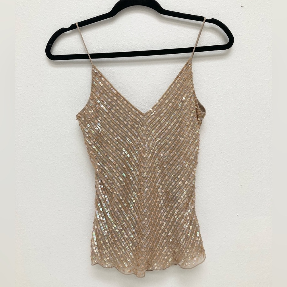 Vintage sequined pure silk going out party dressy cami tank deadstock - Picture 14 of 14